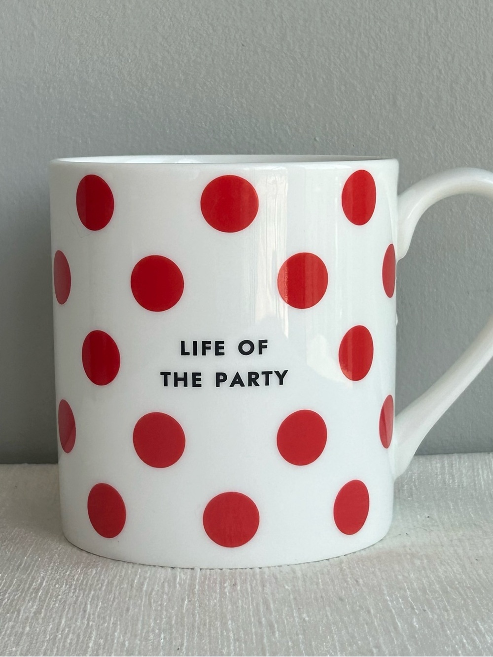 KATE SPADE life of the party red polka dot ceramic mug